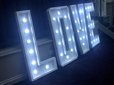 light up 'LOVE' letters